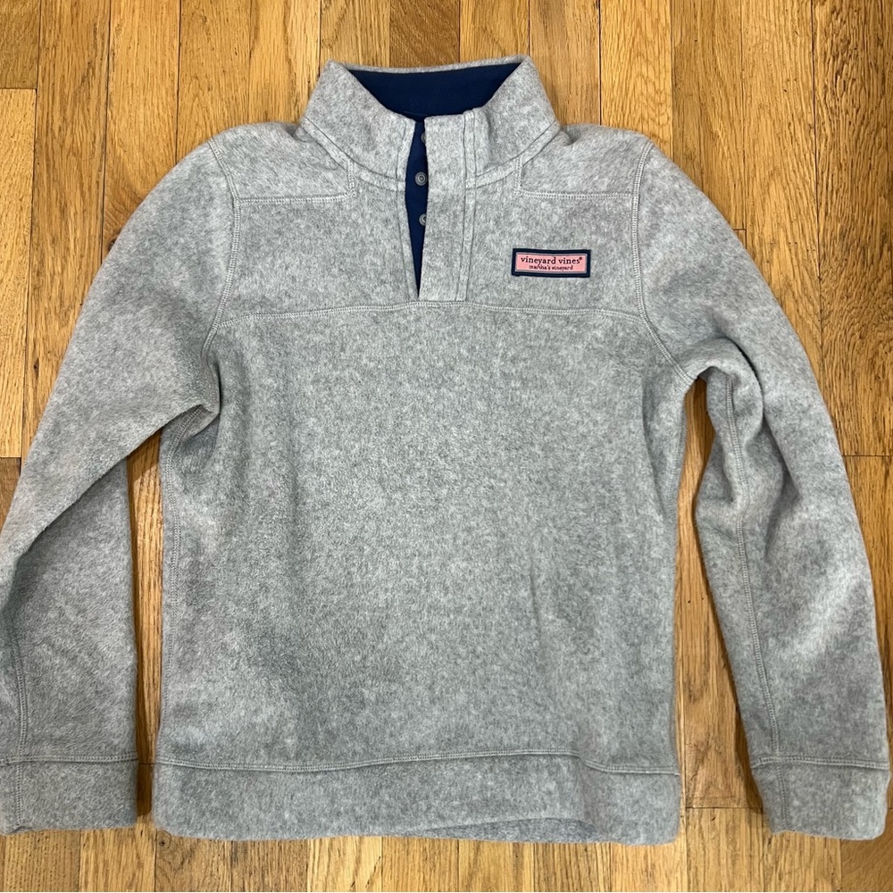Vineyard Vines Boys' Gray Harbor Fleece Quarter-Snap Size 12-14